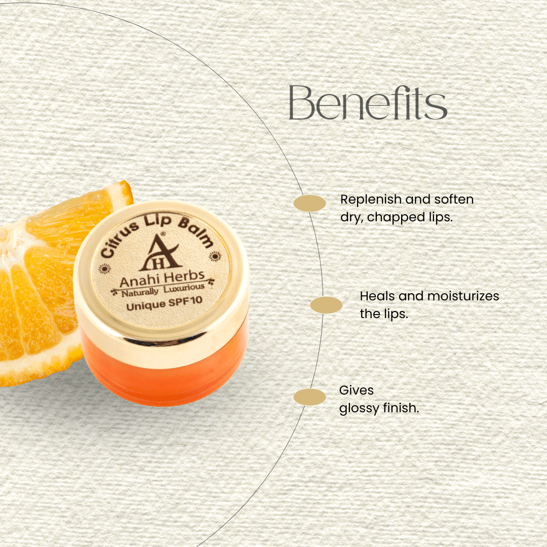 Citrus Lip Balm - Unique SPF 10, Moisturize and protect dry lips - Anahiherbs
