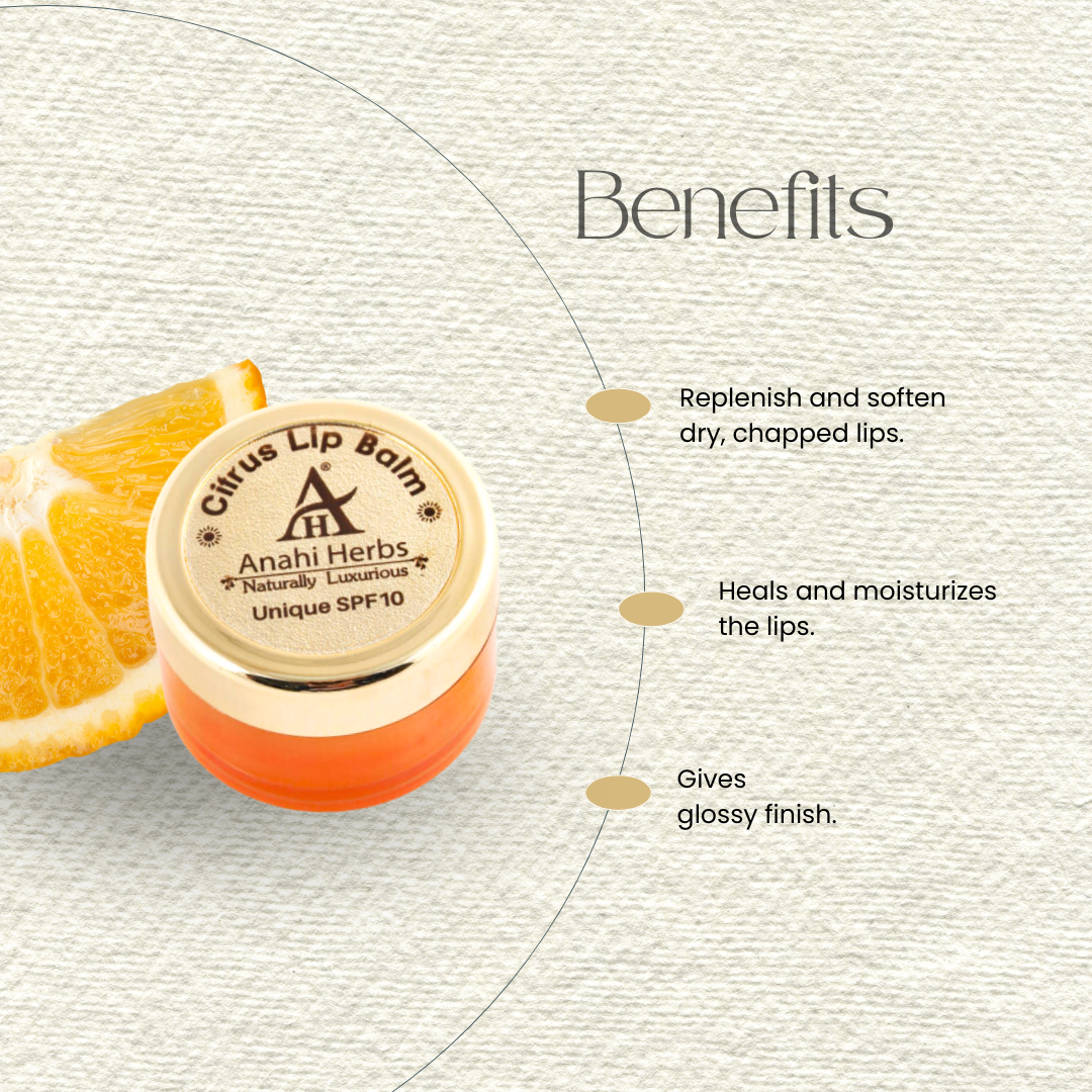 Citrus Lip Balm - Unique SPF 10, Moisturize and protect dry lips