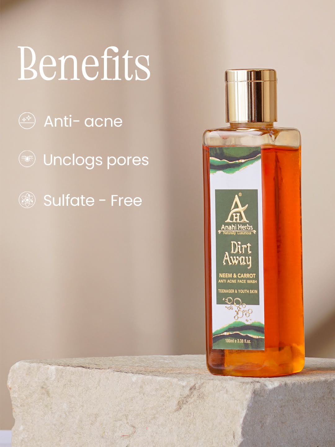 Dirt Away - Anti Acne Face Wash, Neem & Carrot (For Teenagers and Youth Skin) - Anahiherbs